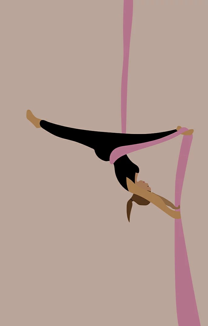 Ilustracion vectorial acrobacia en telas