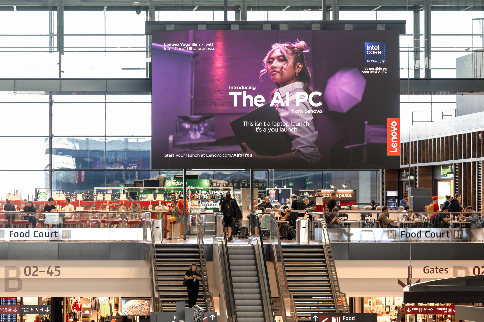 Publicidad de Lenovo en el aeropuerto de Berlín
